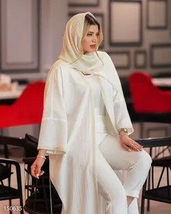 مانتو بلند مدل گلشید جنس پارچه حریر طرح دار جلو کنف دوزی 656