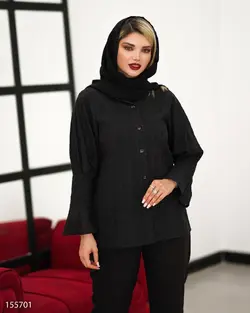 مانتو شومیزی مدل هلما جنس پارچه وال سوزن دوزی یقه مردانه آستین کلوش کد 696