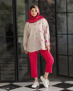 مانتو و شلوار مدل آرتمیس جنس پارچه لنینت مدل یقه مردانه کد712