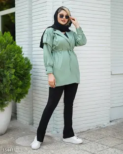 مانتو مدل ملیکا جنس پارچه کتان لایت یقه انگلیسی کمر گت دار کد 718