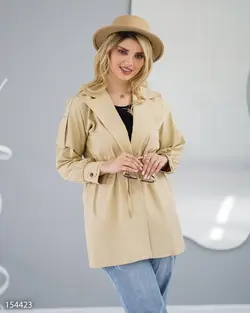 مانتو مدل ملیکا جنس پارچه کتان لایت یقه انگلیسی کمر گت دار کد 718