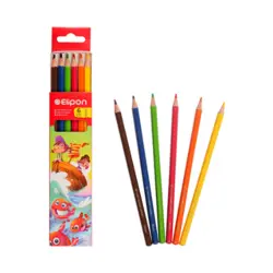 مداد رنگی 6 رنگ الیپون جعبه مقوایی