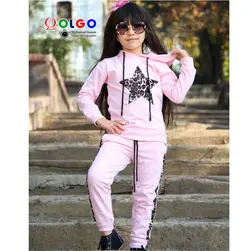 ست هودی و شلوار دخترانه مدل پلنگی ستاره