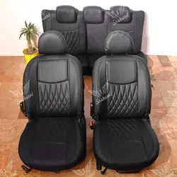 روکش صندلی خودرو پراید 131 و  132  چرم مشکی خرجکار مشکی مدل نیل