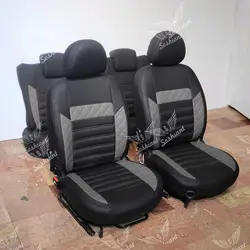 روکش صندلی خودرو سوشیانت  مناسب پژو پارس تولید بعد از سال 96 تمام چرم خرجکار طوسی مدل الوند
