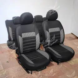 روکش صندلی خودرو سوشیانت مناسب پژو 206 و 207 و رانا پلاس تمام چرم خرجکار طوسی مدل الوند