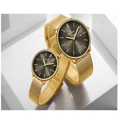 ست ساعت مچی عقربه ای زنانه و مردانه نیوی فورس مدل NF3012GL GB - فروشگاه دالانپر