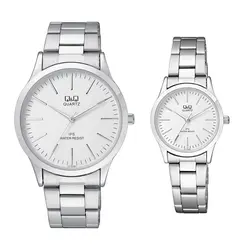 ساعت مچی عقربه ای ست مردانه زنانه کیو اند کیو مدل c212j201y به همراه دستمال مخصوص برند کلین واچ - فروشگاه دالانپر