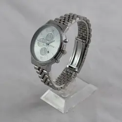 ست ساعت مچی عقربه ای زنانه و مردانه طرح سه موتوره مدل استیل 221S - فروشگاه دالانپر