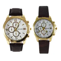 ست ساعت مچی عقربه ای زنانه و مردانه مدل چرم 223S - فروشگاه دالانپر