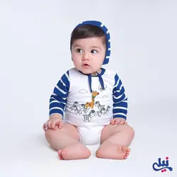 بادی آستین بلند نوزادی نیلی مدل فرندز frinds 8918
