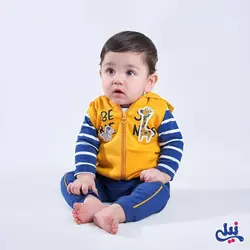 بادی آستین بلند نوزادی نیلی مدل فرندز frinds 8918