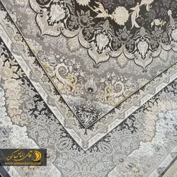 فرش 1200 شانه کاشان طرح زرین مهر دودی