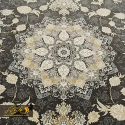 فرش 1200 شانه کاشان طرح زرین مهر دودی