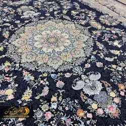 فرش الماس کویر طرح اشرافی سرمه ای کد ۱۲۰۴