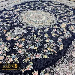 فرش الماس کویر طرح اشرافی سرمه ای کد ۱۲۰۴