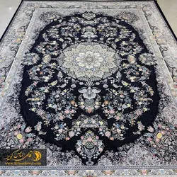 فرش الماس کویر طرح اشرافی سرمه ای کد ۱۲۰۴