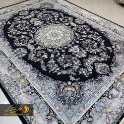 فرش الماس کویر طرح اشرافی سرمه ای کد ۱۲۰۴