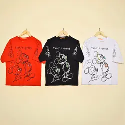 4952 - تیشرت میکی موس منجوق دوزی رنگی بسته 10 عددی ( عمده )