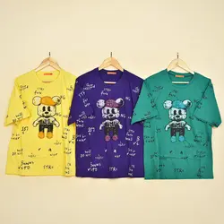 6094 - تیشرت منجوق دوزی طرح میکی موس رنگی بسته 10 عددی ( عمده )