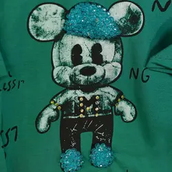 6094 - تیشرت منجوق دوزی طرح میکی موس رنگی بسته 10 عددی ( عمده )