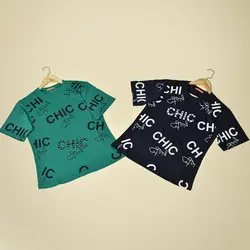 4958 - تیشرت منجوق دوزی طرح CHIC  رنگی بسته 10 عددی ( عمده )