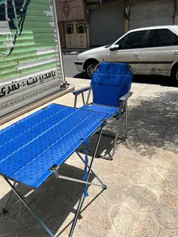ست دو نفره صندلی مسافرتی تاشو مدل سوپرvip پلاس پارچه طرحدار و میز تاشو استراکچر درجه یک