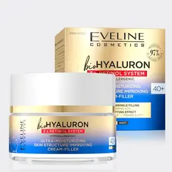 کرم فیلر جوانساز بیوهیالورون اولاین EVELINE bioHyaluron Ultra-Moisturizing Skin Structure improving Cream-Filler 50ml