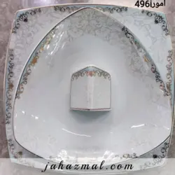 سرویس چینی پردیس طرح آمور فیروزه ای 105 پارچه کد 496i