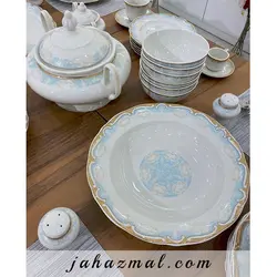 سرویس چینی پردیس طرح مارتا فیروزه ای 98 پارچه بن چاینا