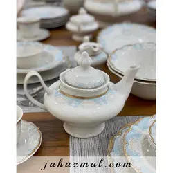 سرویس چینی پردیس طرح مارتا فیروزه ای 98 پارچه بن چاینا