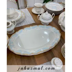 سرویس چینی پردیس طرح مارتا فیروزه ای 98 پارچه بن چاینا