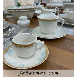 سرویس چینی پردیس طرح مارتا فیروزه ای 98 پارچه بن چاینا