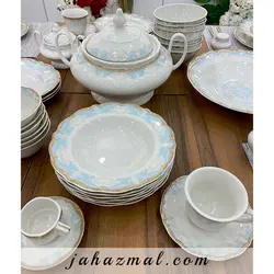 سرویس چینی پردیس طرح مارتا فیروزه ای 98 پارچه بن چاینا