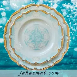 سرویس چینی پردیس طرح مارتا فیروزه ای 98 پارچه بن چاینا