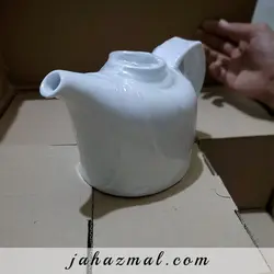 قوری چای خوری 2 فنجان هتلی سفید چینی زرین