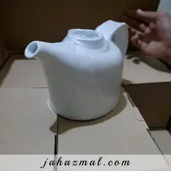 قوری چای خوری 3 فنجان هتلی سفید چینی زرین