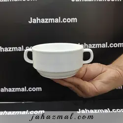 پیاله دسته دار هتلی سفید چینی زرین