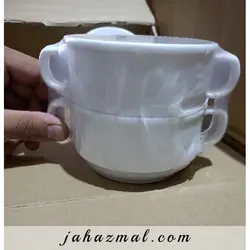 پیاله دسته دار هتلی سفید چینی زرین