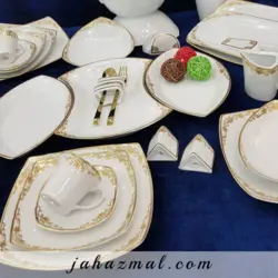 سرویس چینی پردیس طرح هیرام طلایی 105 پارچه