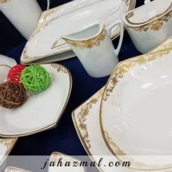 سرویس چینی پردیس طرح هیرام طلایی 105 پارچه