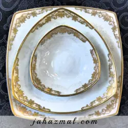 سرویس چینی پردیس طرح هیرام طلایی 105 پارچه