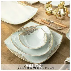 سرویس چینی پردیس طرح یلدا فیروزه ای 30 پارچه