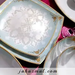 سرویس چینی پردیس طرح کاژین فیروزه ای 30 پارچه