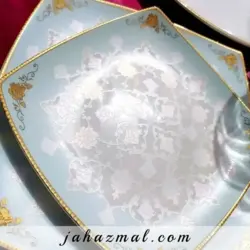 سرویس چینی پردیس طرح کاژین فیروزه ای 30 پارچه