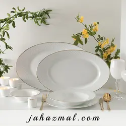 سرویس چینی زرین طرح زرین 28 پارچه (سفید لب طلا)