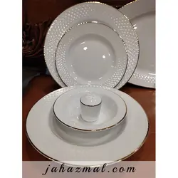 سرویس چینی زرین طرح زرین 28 پارچه (سفید لب طلا)