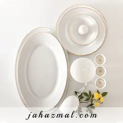 سرویس چینی زرین طرح زرین 28 پارچه (سفید لب طلا)