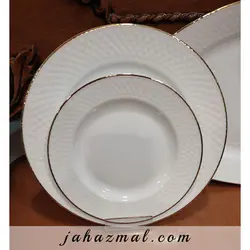 سرویس چینی زرین طرح زرین 28 پارچه (سفید لب طلا)