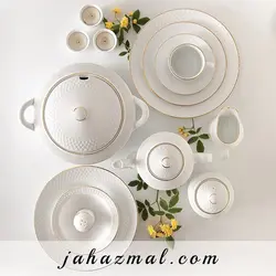 سرویس چینی زرین طرح زرین 102 پارچه (سفید لب طلا)